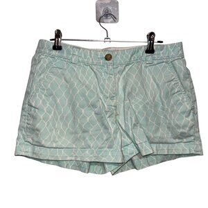 L.L. Bean Signature Womens Mint Green Patterned Cotton Shorts Size 4 W/Pockets